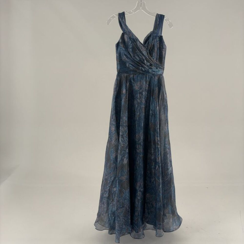 Rene Ruiz Off-The-Shoulder Metallic Gown